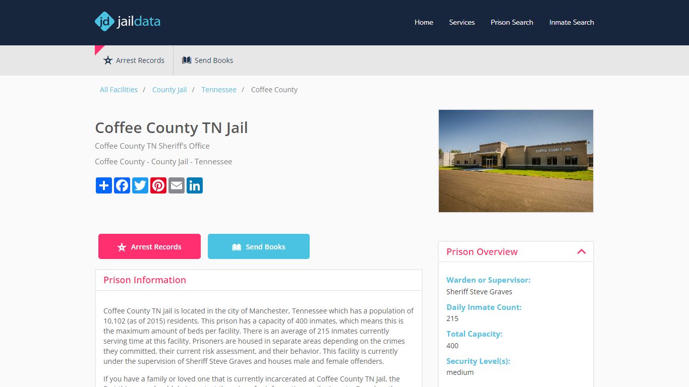 Coffee County TN Jail Inmate Search and Prisoner Info - Manchester, TN